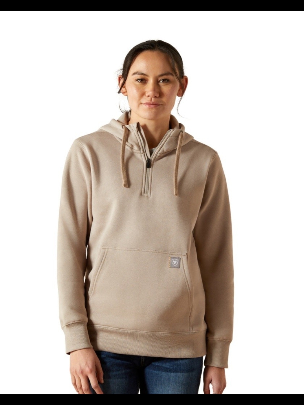 Ariat Rebar Skill Set 1/2 Zip Hoodie Dark Oatmeal Heather Women's Size 1X Comfy